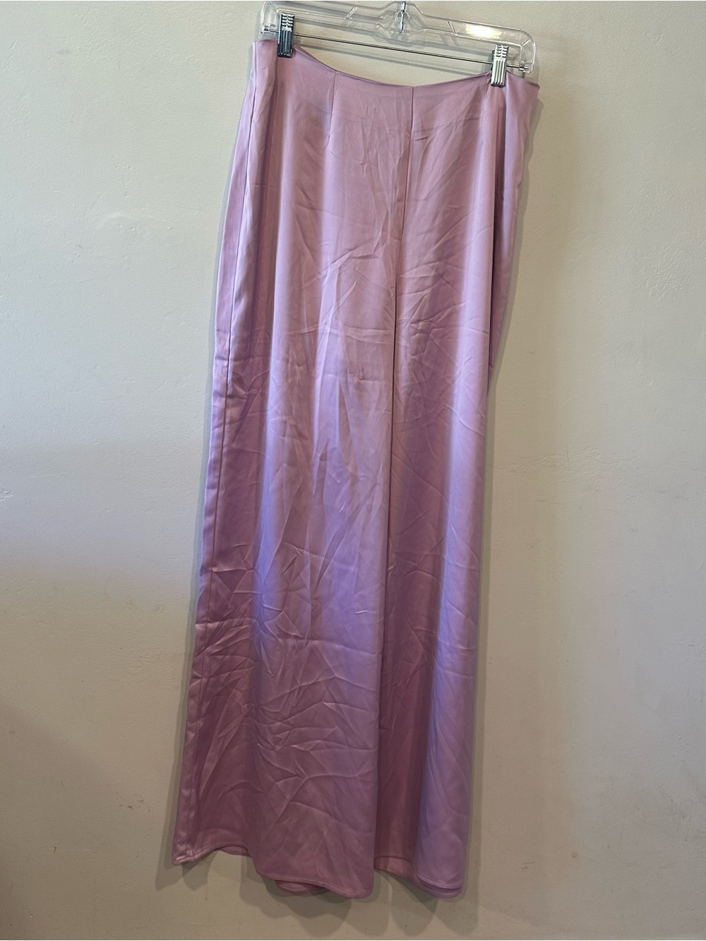 WAYF Purple Wide-Leg Dress Pants Womens L Flat Front Solid Zip Closure